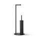 Toilet paper and toilet brush holder / round profile and base / matte black #1