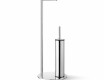 Toilet paper and toilet brush holder / round profile and base / polished steel
