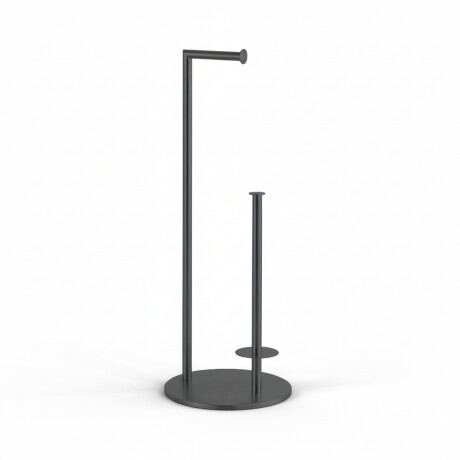Toilet paper holder + spare rolls / round profile and base / matte black #1