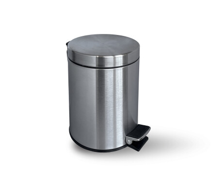 STANDARD Round 3-Liter Pedal Bin, Soft-Close / Satin Steel