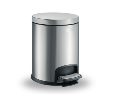 PREMIUM Round 5 L Pedal Bin, Soft Close / Satin Stainless Steel