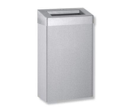 30-liter trash can with open lid, R10 series / brushed stainless steel