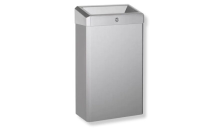 30-liter trash can with open lid, R1 series / brushed stainless steel