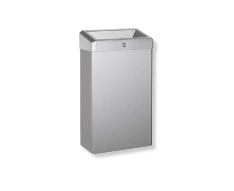 30-liter trash can with open lid, R1 series / brushed stainless steel