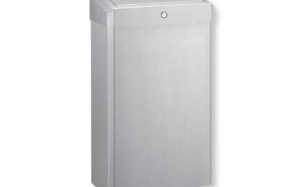 30-liter trash can with a hinged lid, R1 series / brushed stainless steel