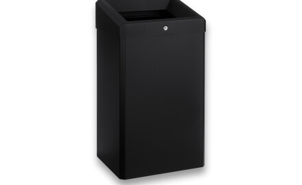 49-liter trash can with open lid, R1 series / matte black stainless steel