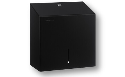 Square toilet paper dispenser for rolls up to Ø19 cm, R1 series / matte black stainless steel