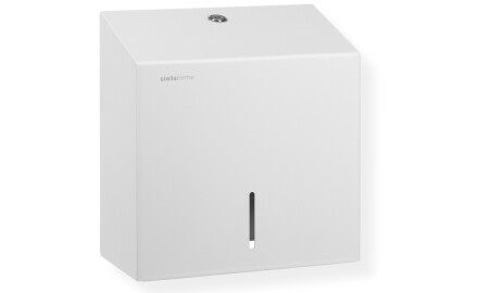 Square toilet paper dispenser for rolls up to Ø19 cm, R1 series / stainless steel, matte white