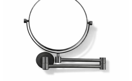 Compact mirror, straight / 3x magnification, round, tilting, dual-arm / matte black