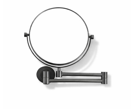 Compact mirror, straight / 3x magnification, round, tilting, dual-arm / matte black
