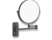 Compact mirror, straight / 3x magnification, round, tilting, dual-arm / matte black