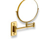 Compact mirror—straight, 3x magnification, round, tiltable, dual-arm design / glossy gold