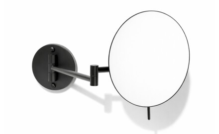 3x magnifying cosmetic mirror, round, tilting, with a double-jointed arm / matte black