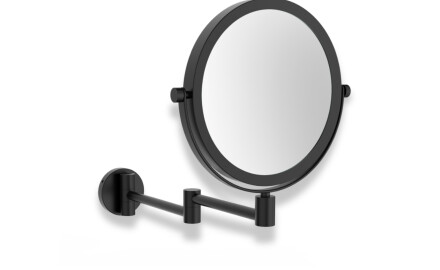 Compact mirror, straight / 3x magnification, round, tilting, dual-arm / matte black