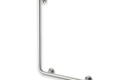 Support rail for people with disabilities, Ø32 STANDARD Type L, 55 x 77 (right-hand) / brushed stainless steel