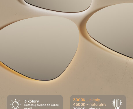 Dizainera LED vannas istabas spogulis 120x70cm ar aukstu LED krāsu 7000K, siltu krāsu 3000K vai neitrālu krāsu 4500K #2